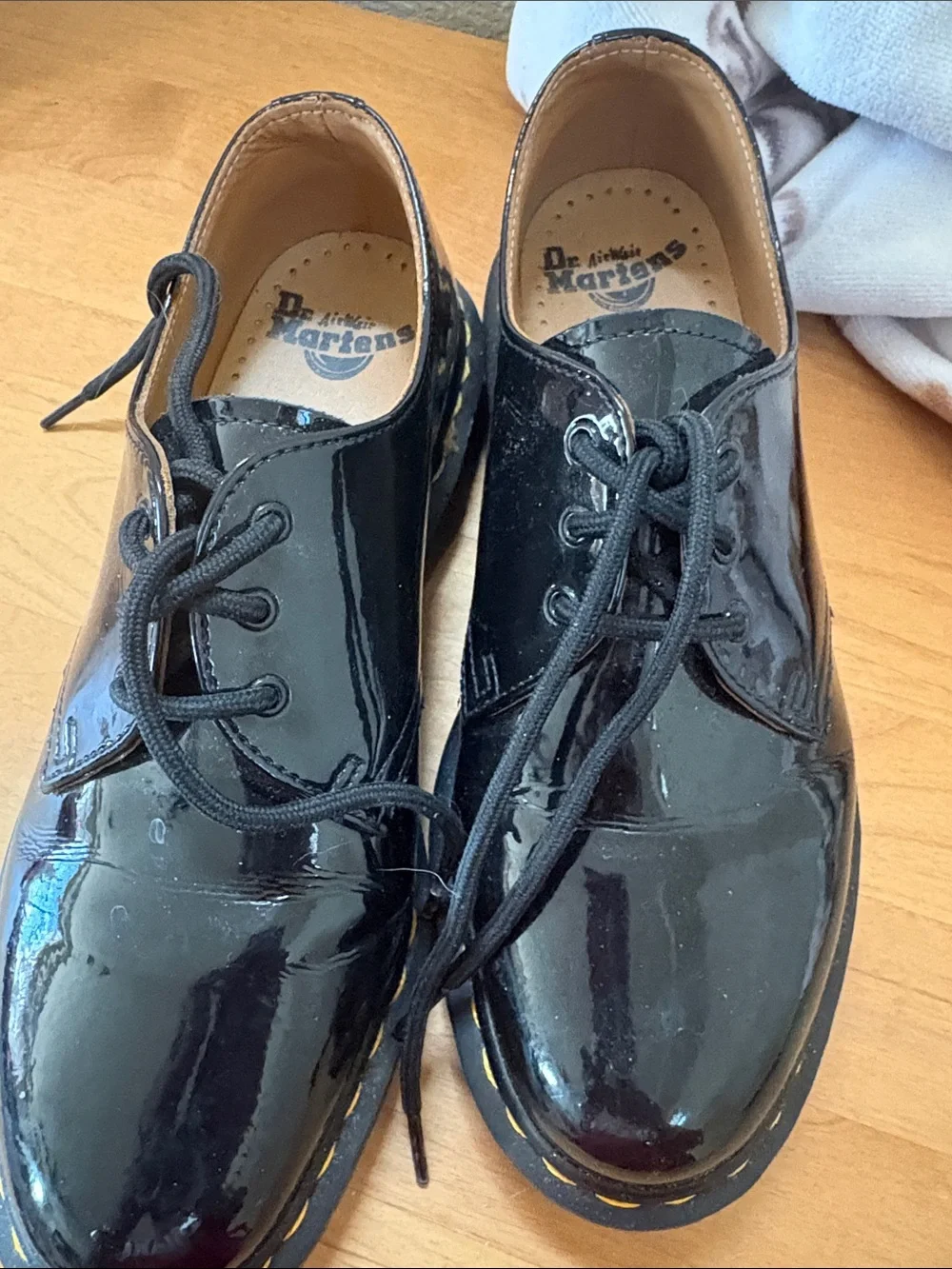 Dr. Martens Black Patent Platform Lace-Up Shoes